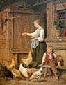 Girl Feeding Chickens